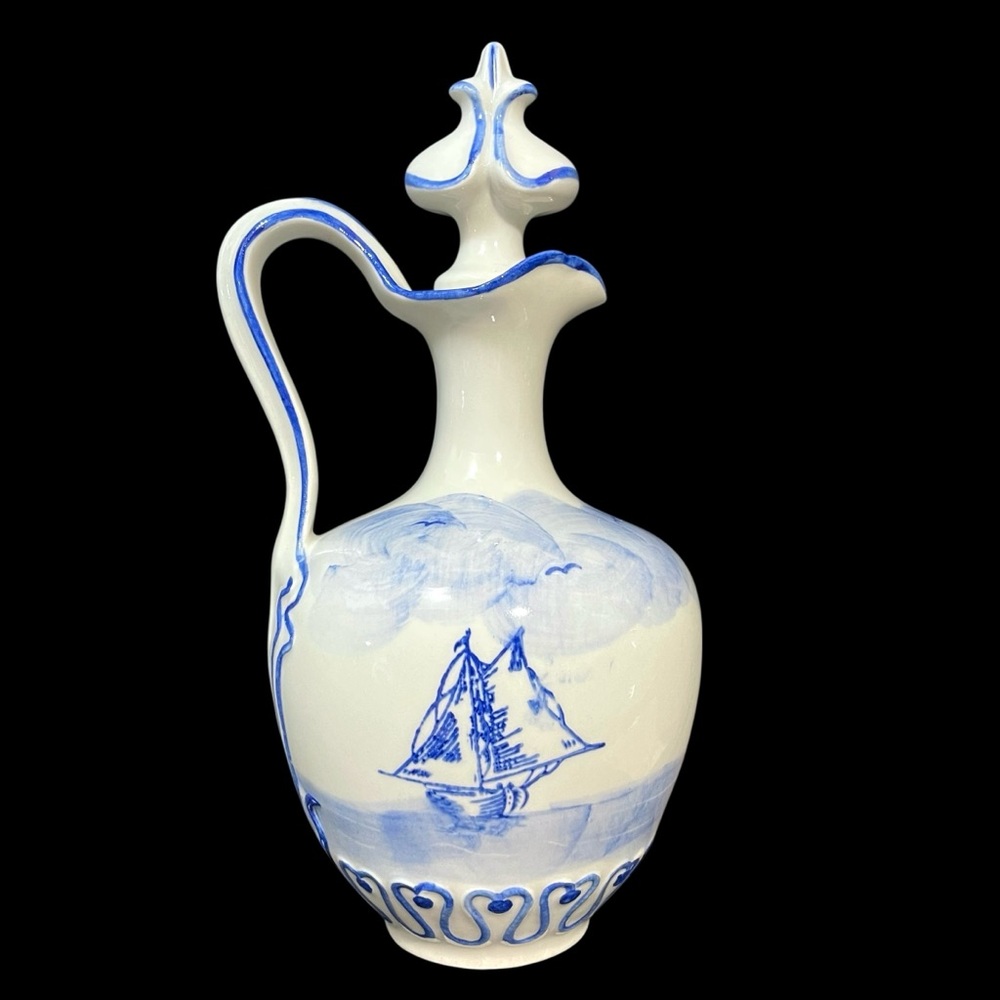 Vintage 1930s L'Abbé François Porcelain Liquor Decanter Finial Cork Stopper